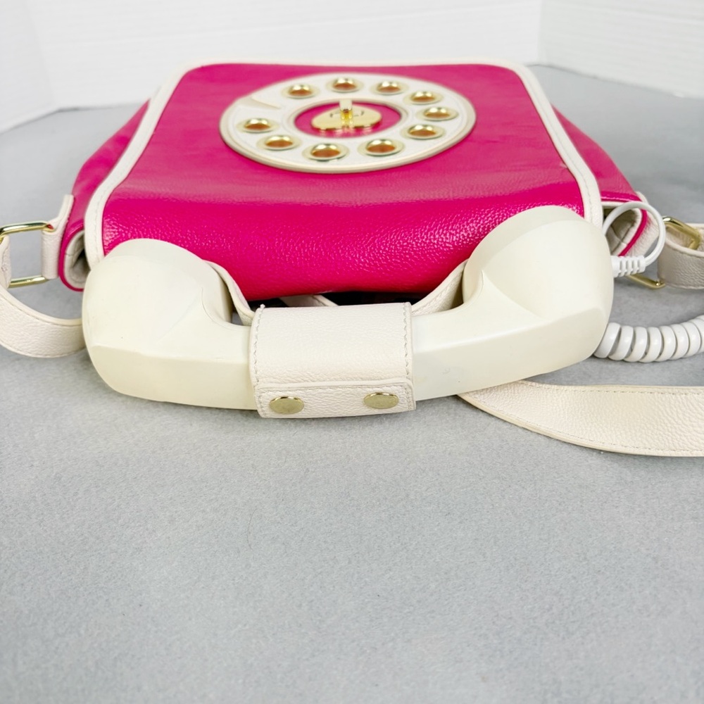 Betsey Johnson Kitsch Pink White Phone Crossbody Purse Bag Hotline Retro Y2K - Picture 10 of 13